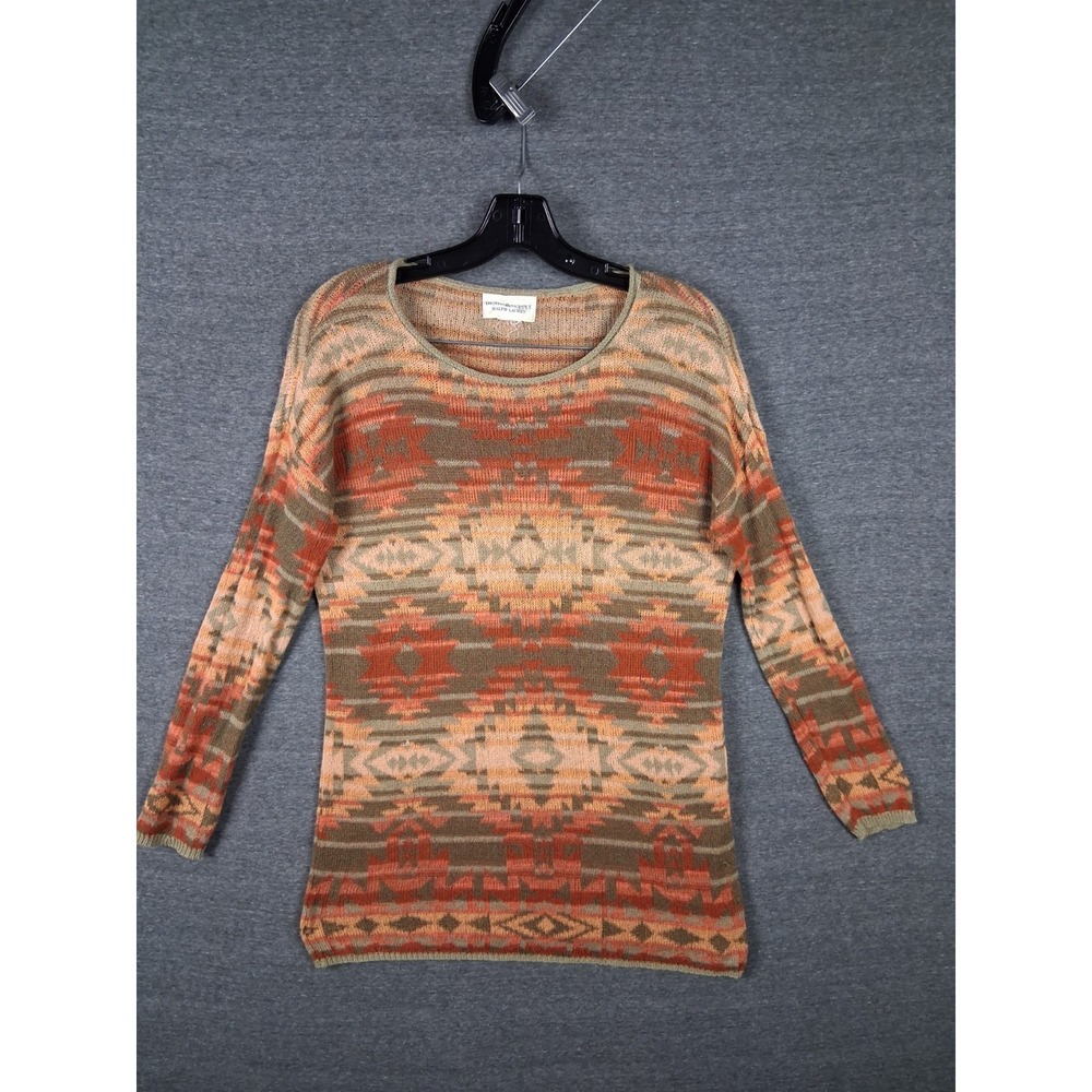 Denim Supply Womens Sweater‎ Medium Brown Aztec Lightweight Open Knit Classic